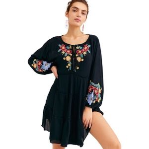 Free People Spell On You Embroidered Floral Tiered Dress Size XS